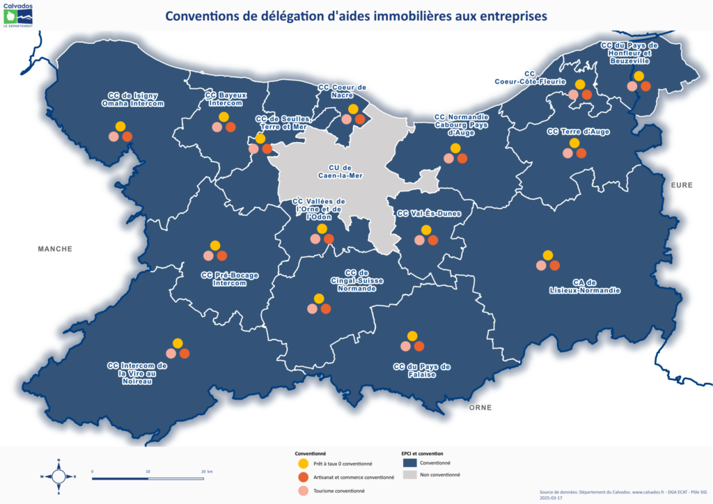 Département du Calvados – Aide à l&rsquo;immobilier d&rsquo;entreprise pour le commerce et l&rsquo;artisanat